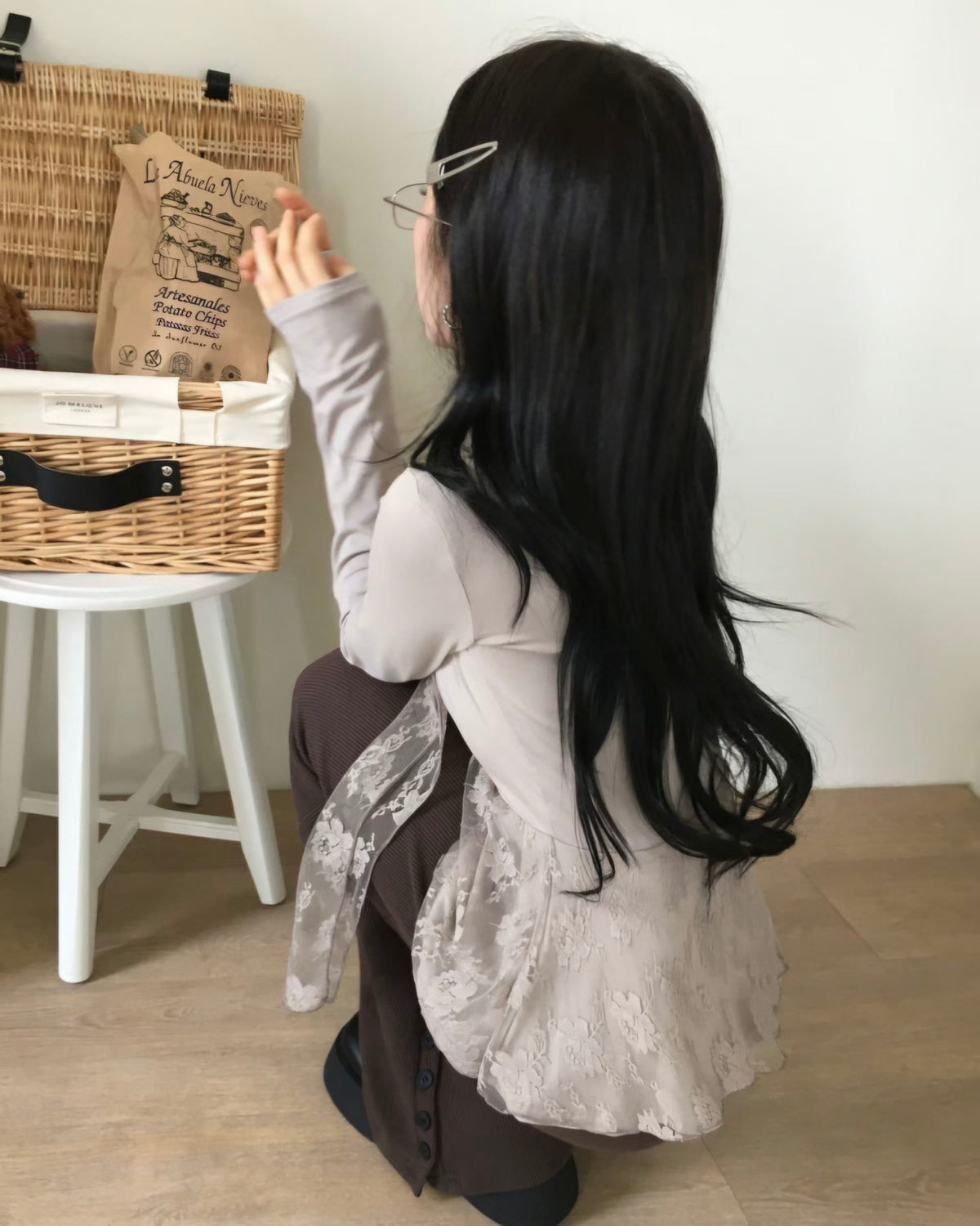 🍂autumn top(with lace scarf)
