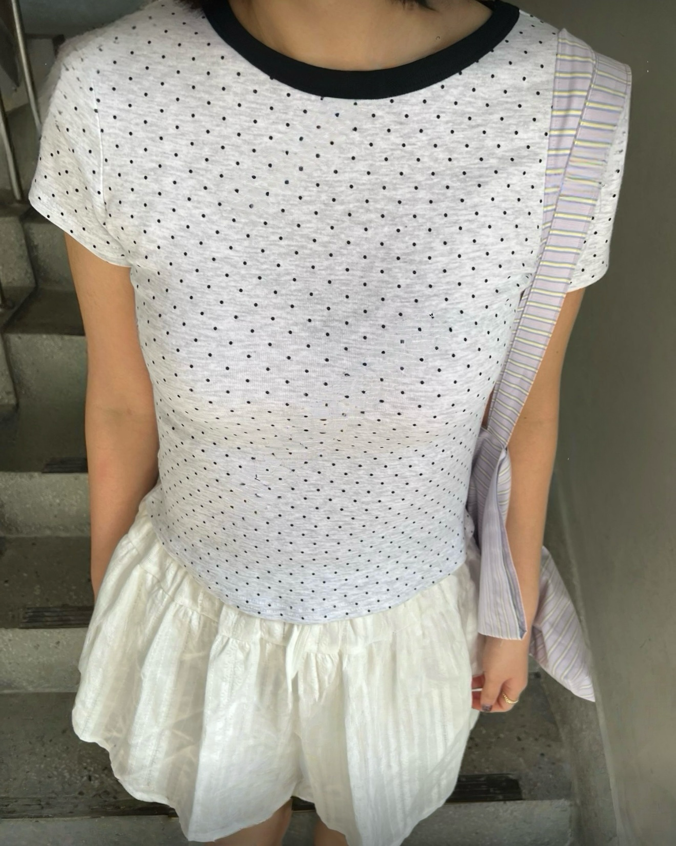 圓點拼色短袖Tee