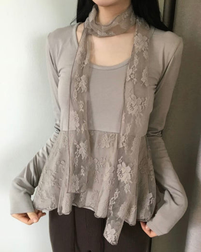 🍂autumn top(with lace scarf)