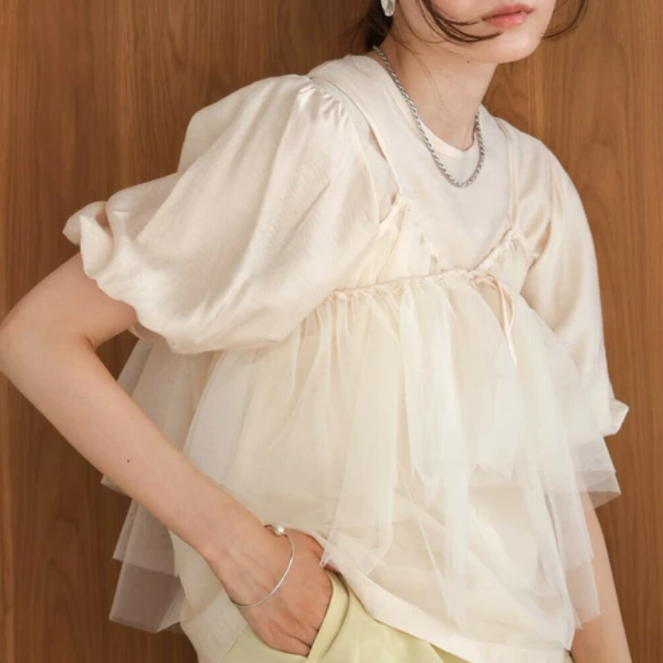 百搭薄紗兩件top