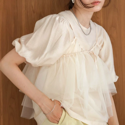 百搭薄紗兩件top