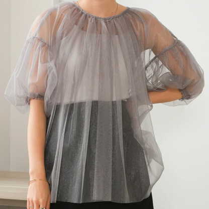 🫧泡泡袖tulle top