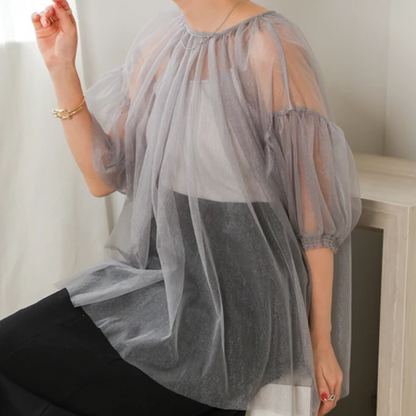 🫧泡泡袖tulle top