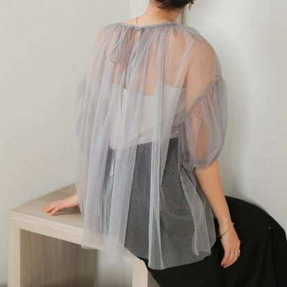 🫧泡泡袖tulle top