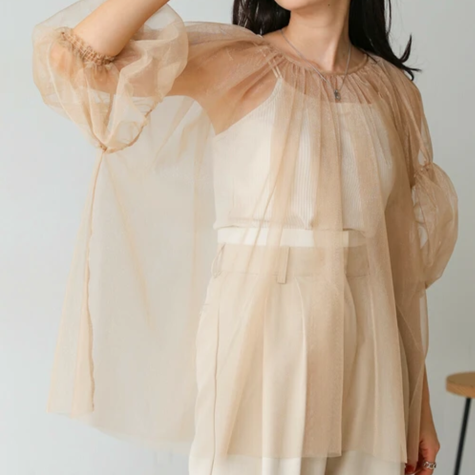 🫧泡泡袖tulle top