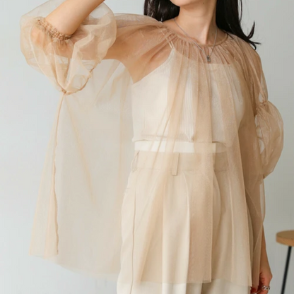 🫧泡泡袖tulle top