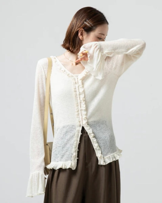 Milk milk ruffle cardigan