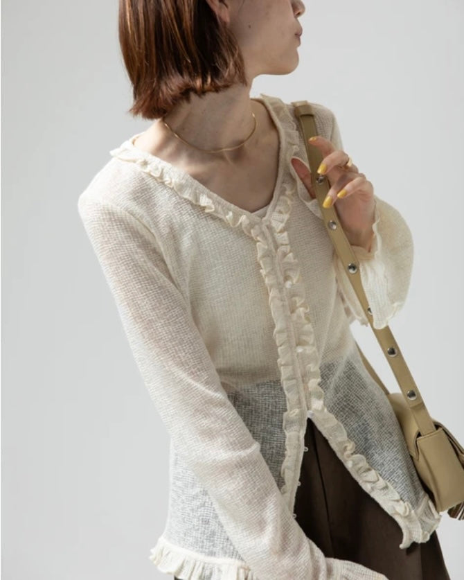 Milk milk ruffle cardigan