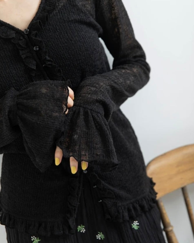 Milk milk ruffle cardigan