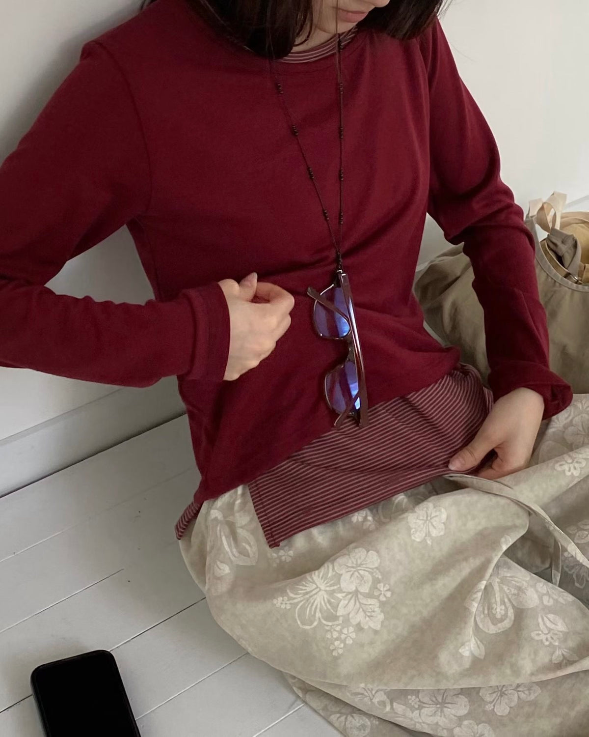 混搭條紋假兩件