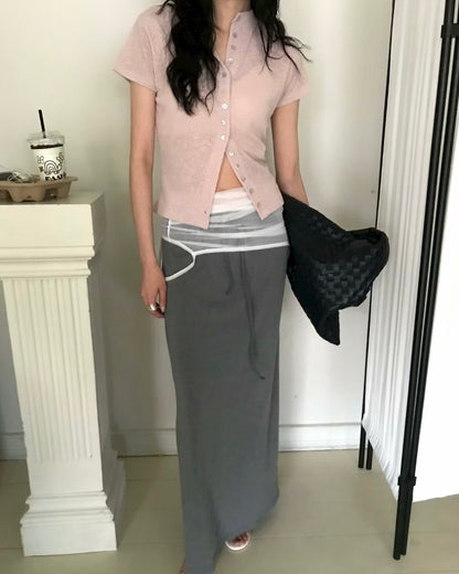 花花鈕短袖開衫