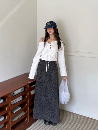 A字豹紋裙