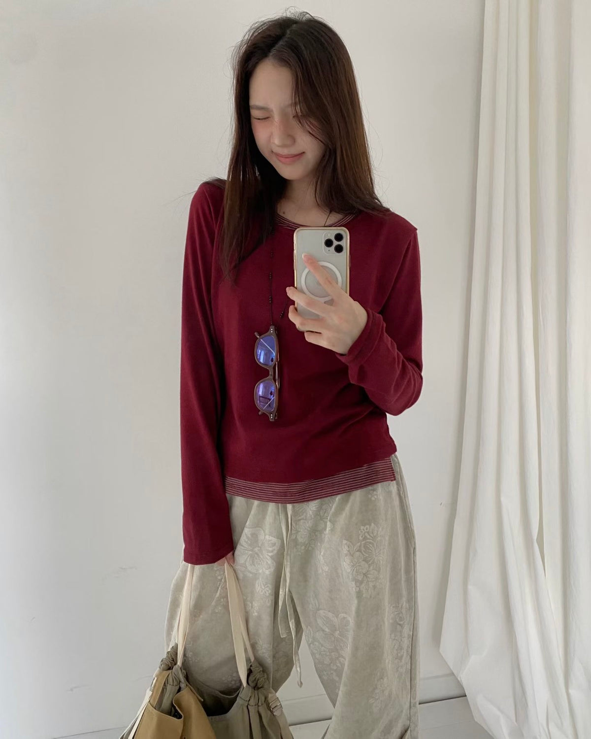 混搭條紋假兩件