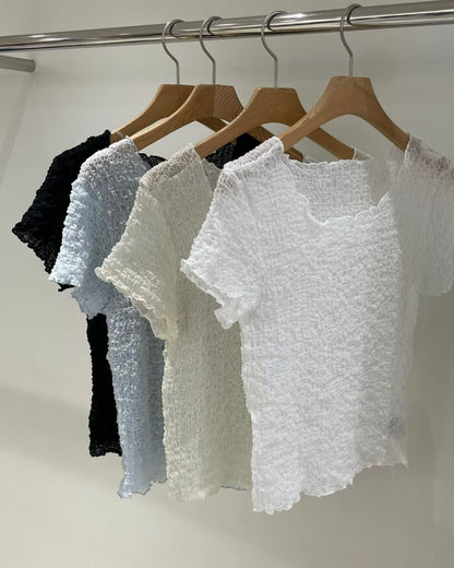 玻璃感皺皺tee