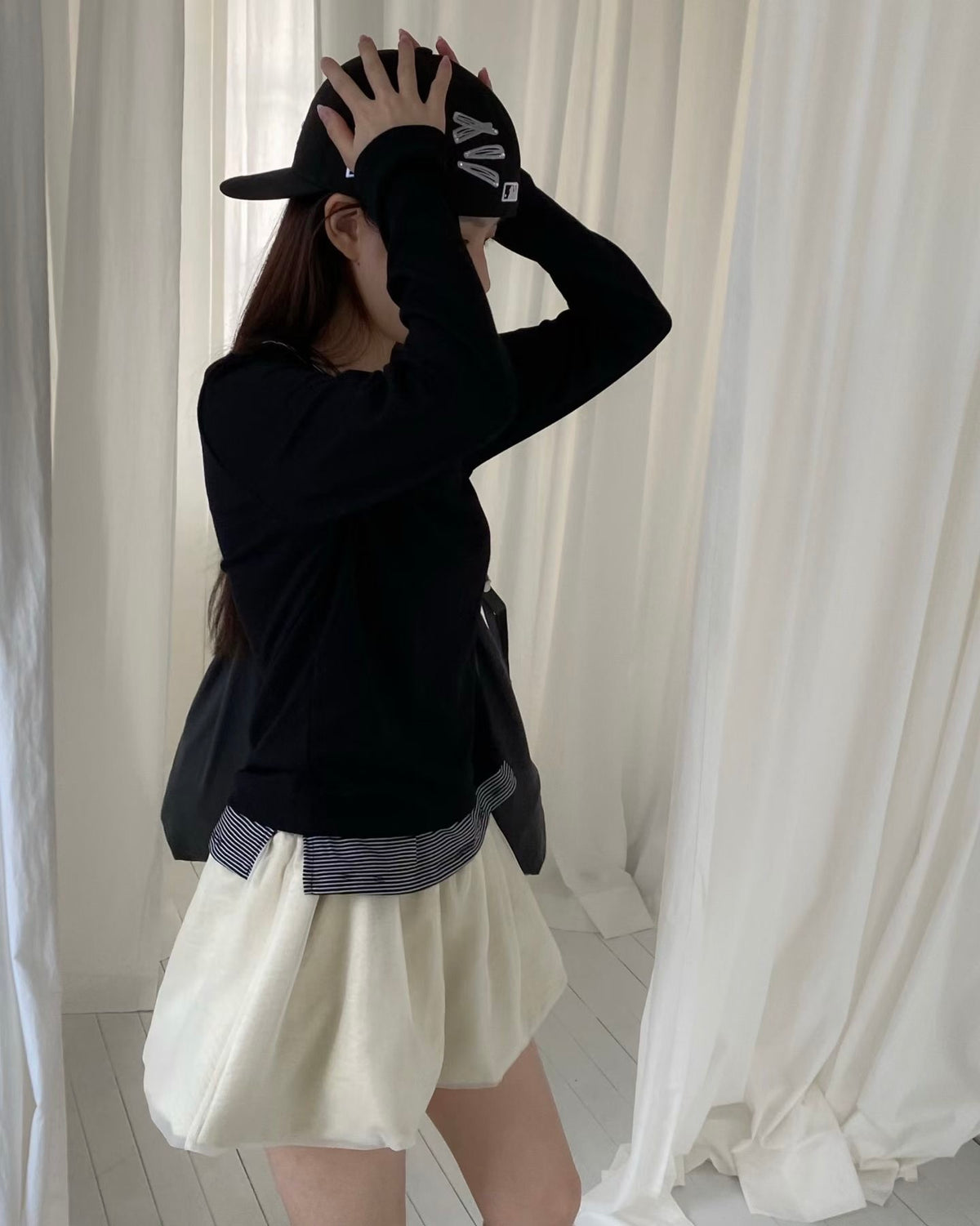 混搭條紋假兩件