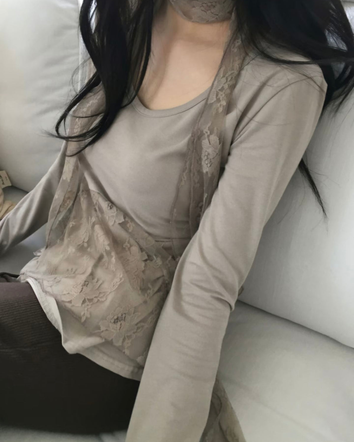🍂autumn top(with lace scarf)