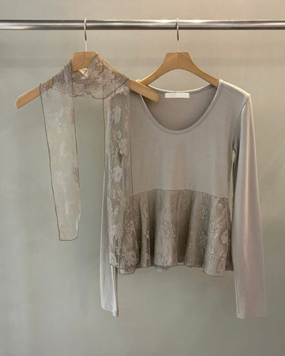 🍂autumn top(with lace scarf)