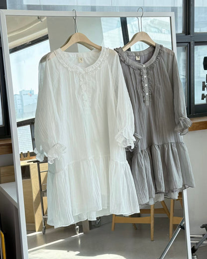 Dint Frill Shirring Dress