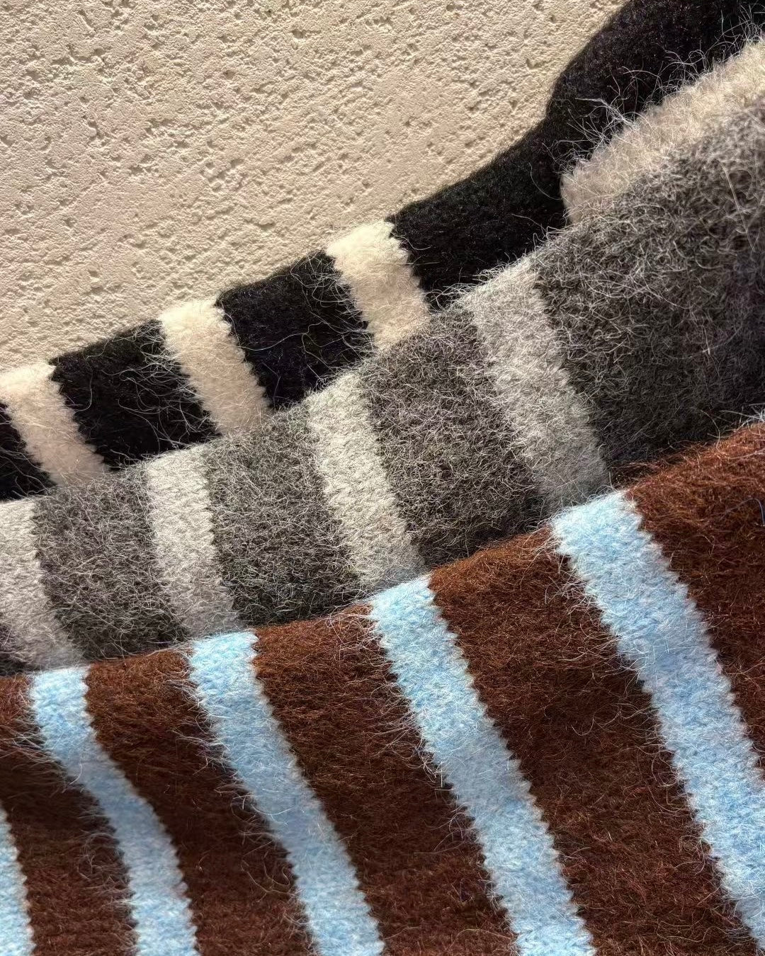 unisex間條捲邊針織衫