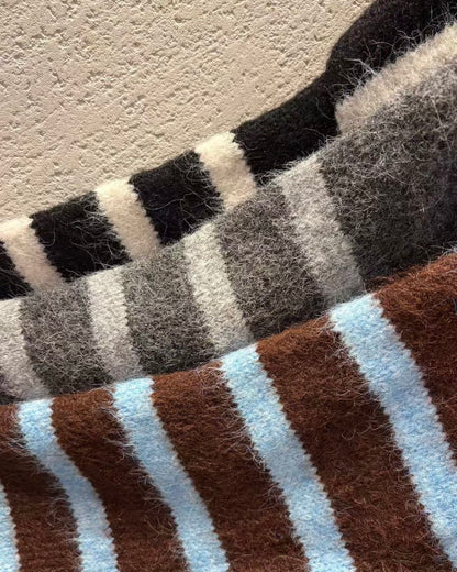 unisex間條捲邊針織衫