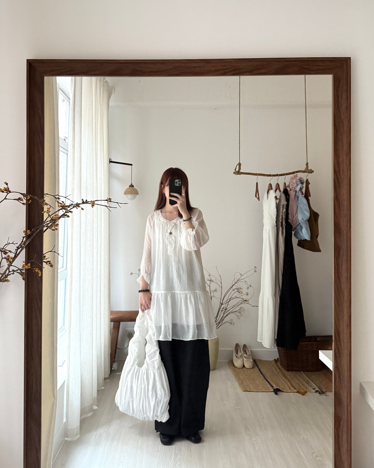 Dint Frill Shirring Dress