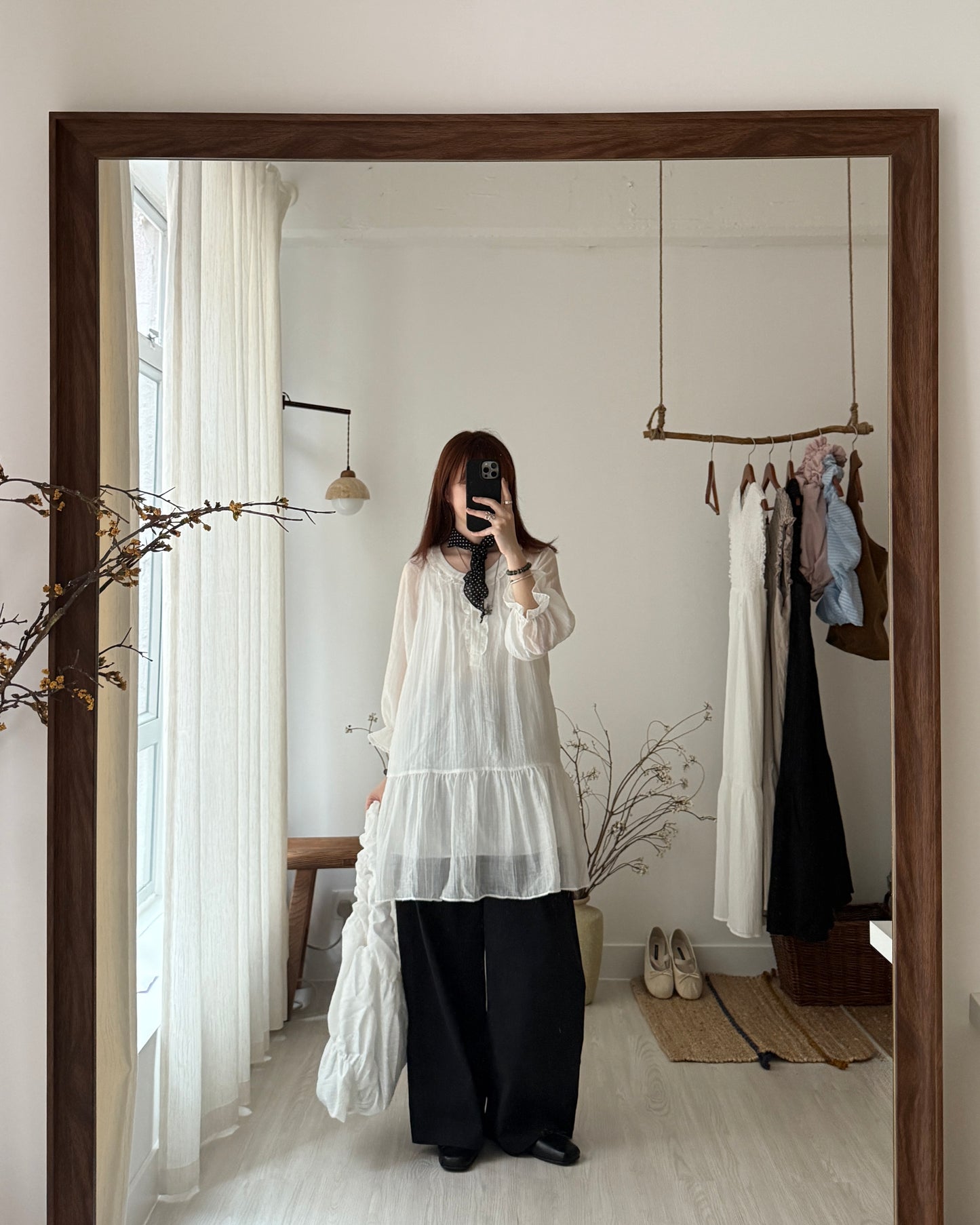 Dint Frill Shirring Dress