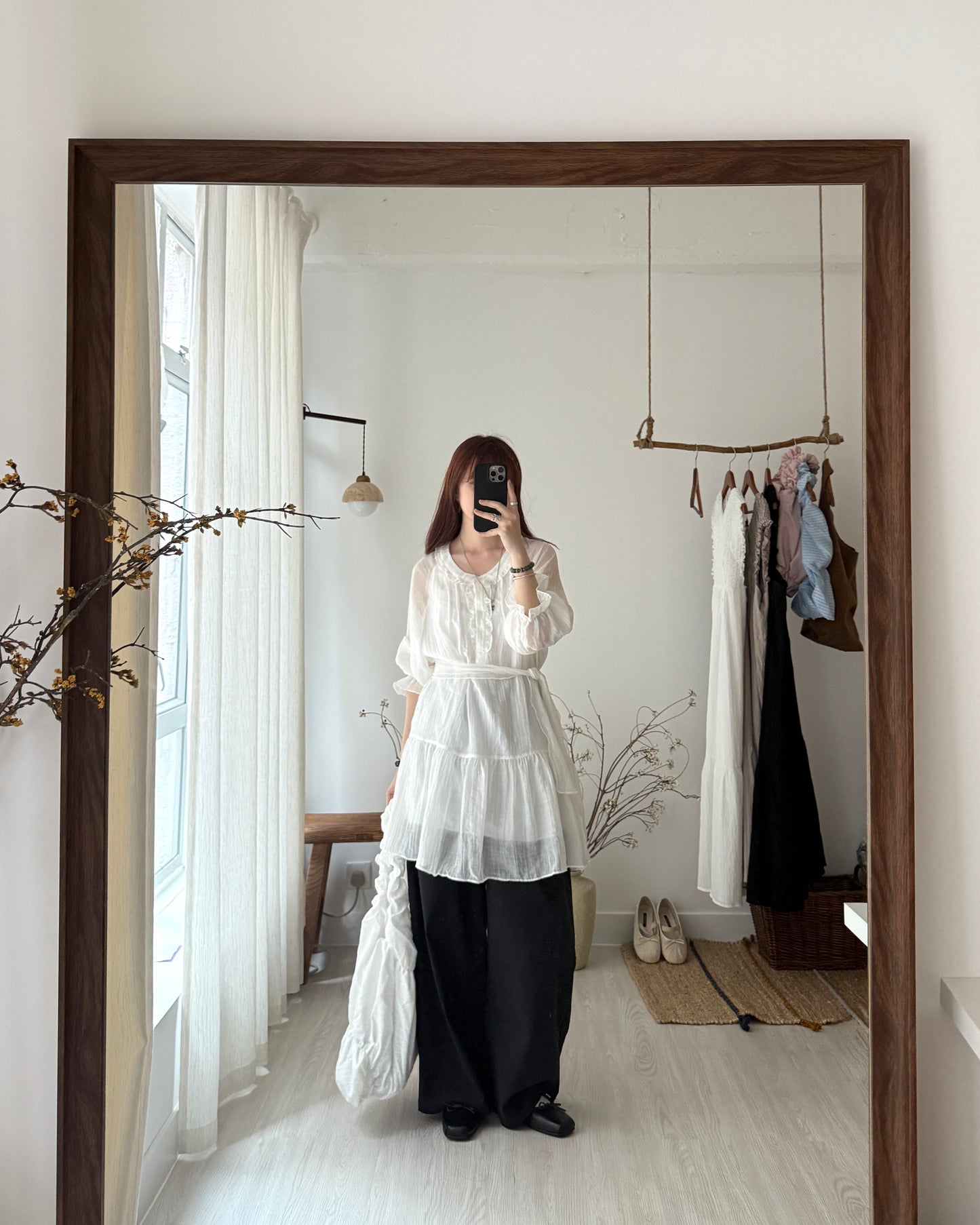 Dint Frill Shirring Dress
