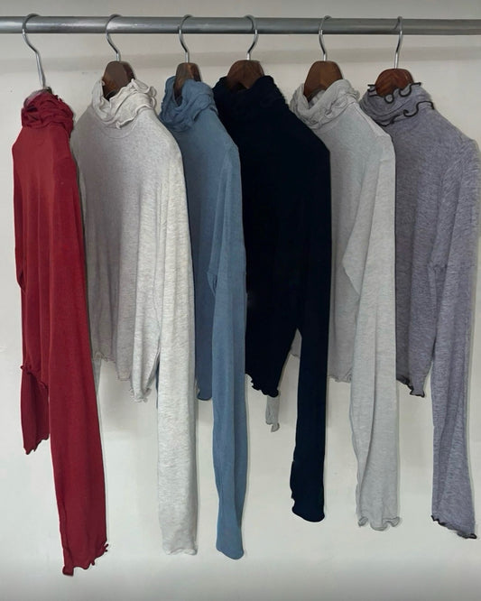 雙層ruffle高領打底