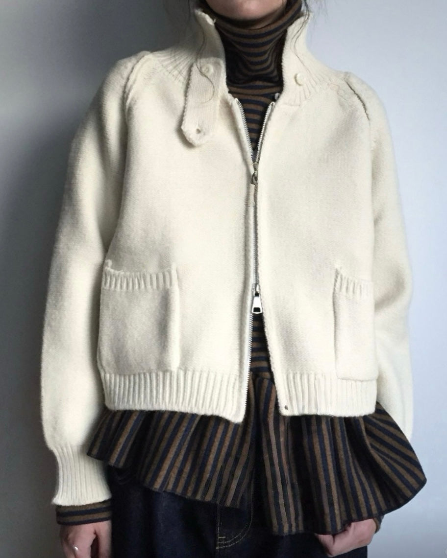 不對稱條紋高領top