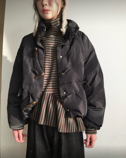 不對稱條紋高領top