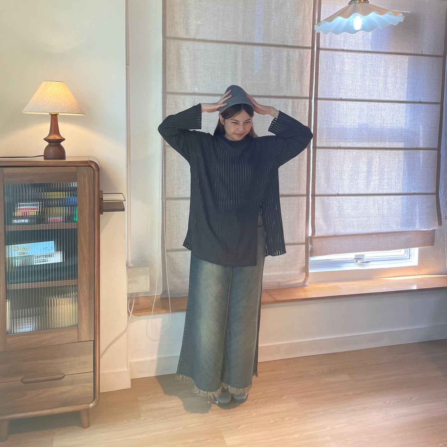 蘇蘇斜紋牛仔裙