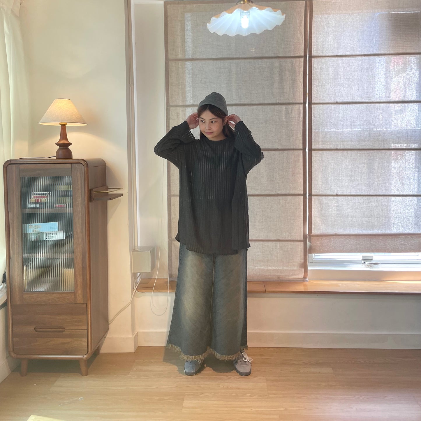 蘇蘇斜紋牛仔裙