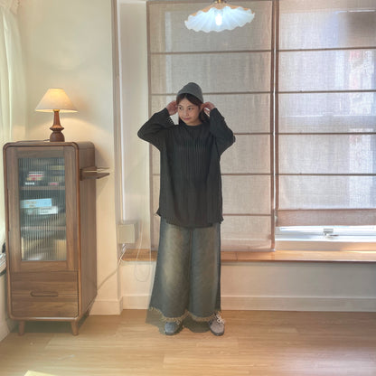 蘇蘇斜紋牛仔裙