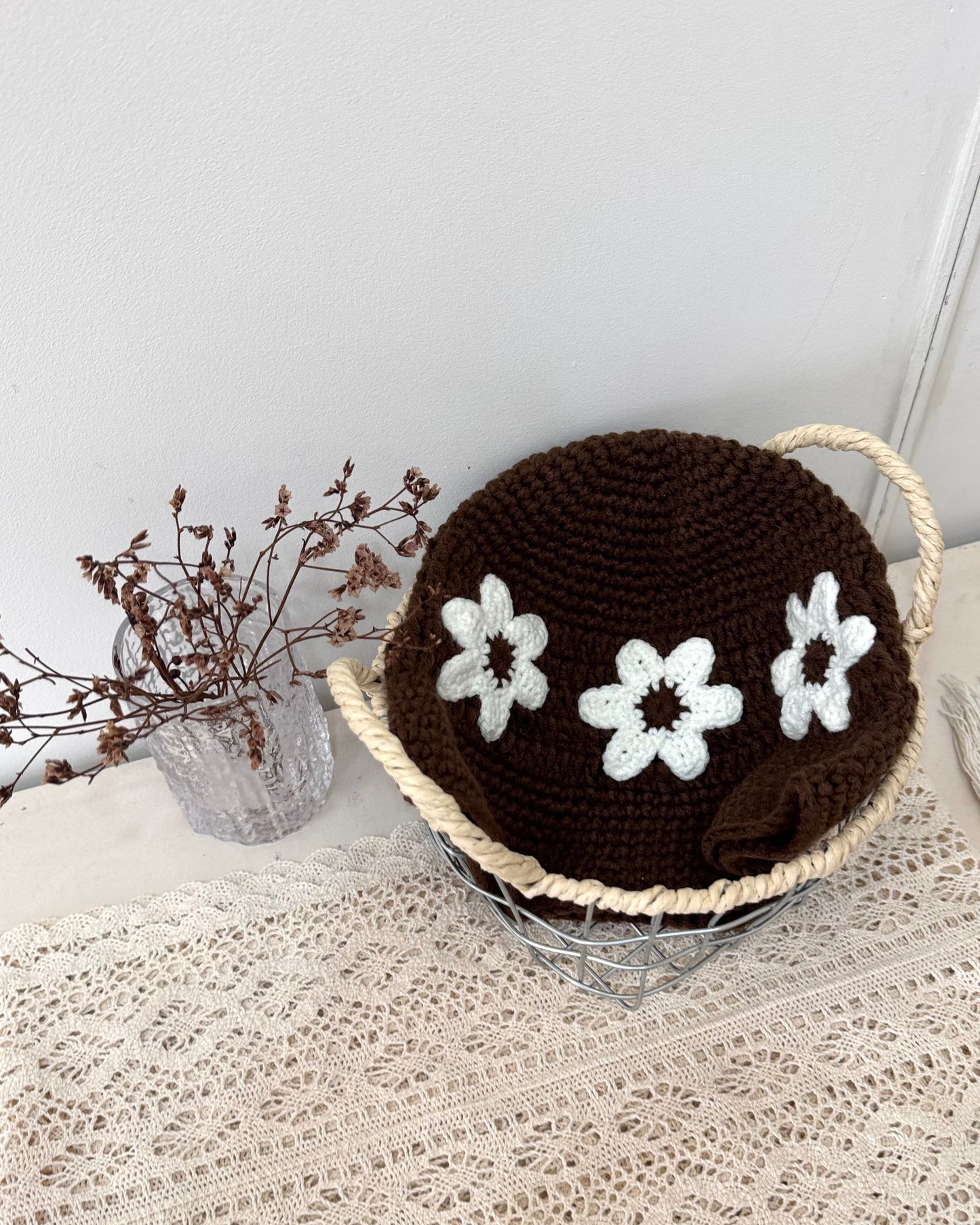 花花針織漁夫帽