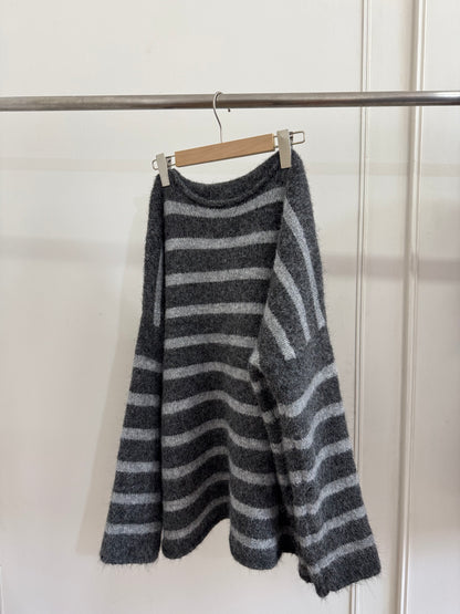 unisex間條捲邊針織衫