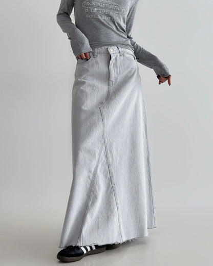 淺灰傘型牛仔裙