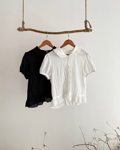 皺皺花邊波點shirt