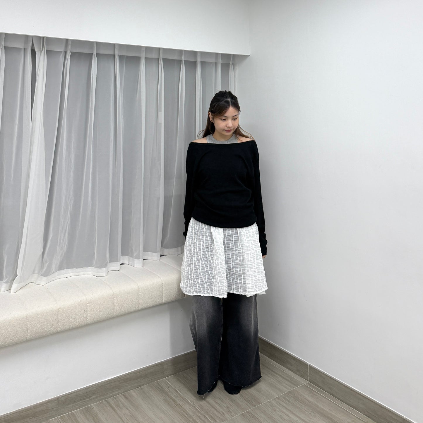 寬鬆微喇叭牛仔褲