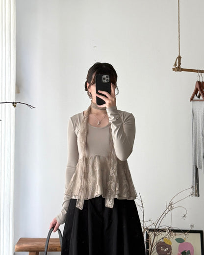 🍂autumn top(with lace scarf)