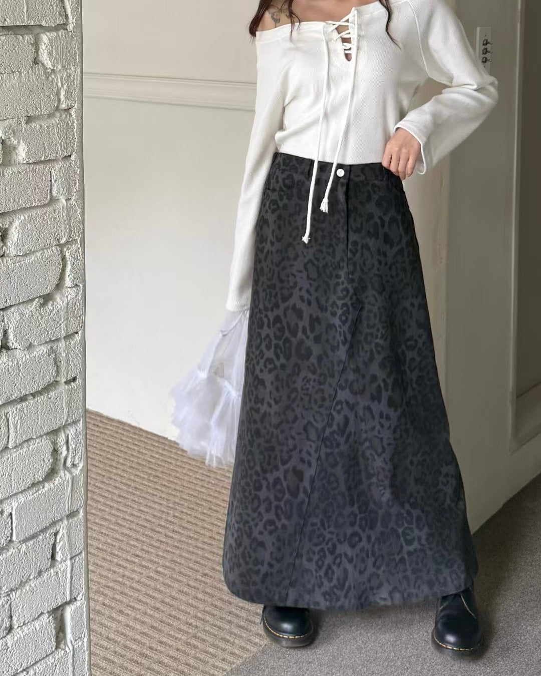 A字豹紋裙