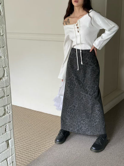 A字豹紋裙