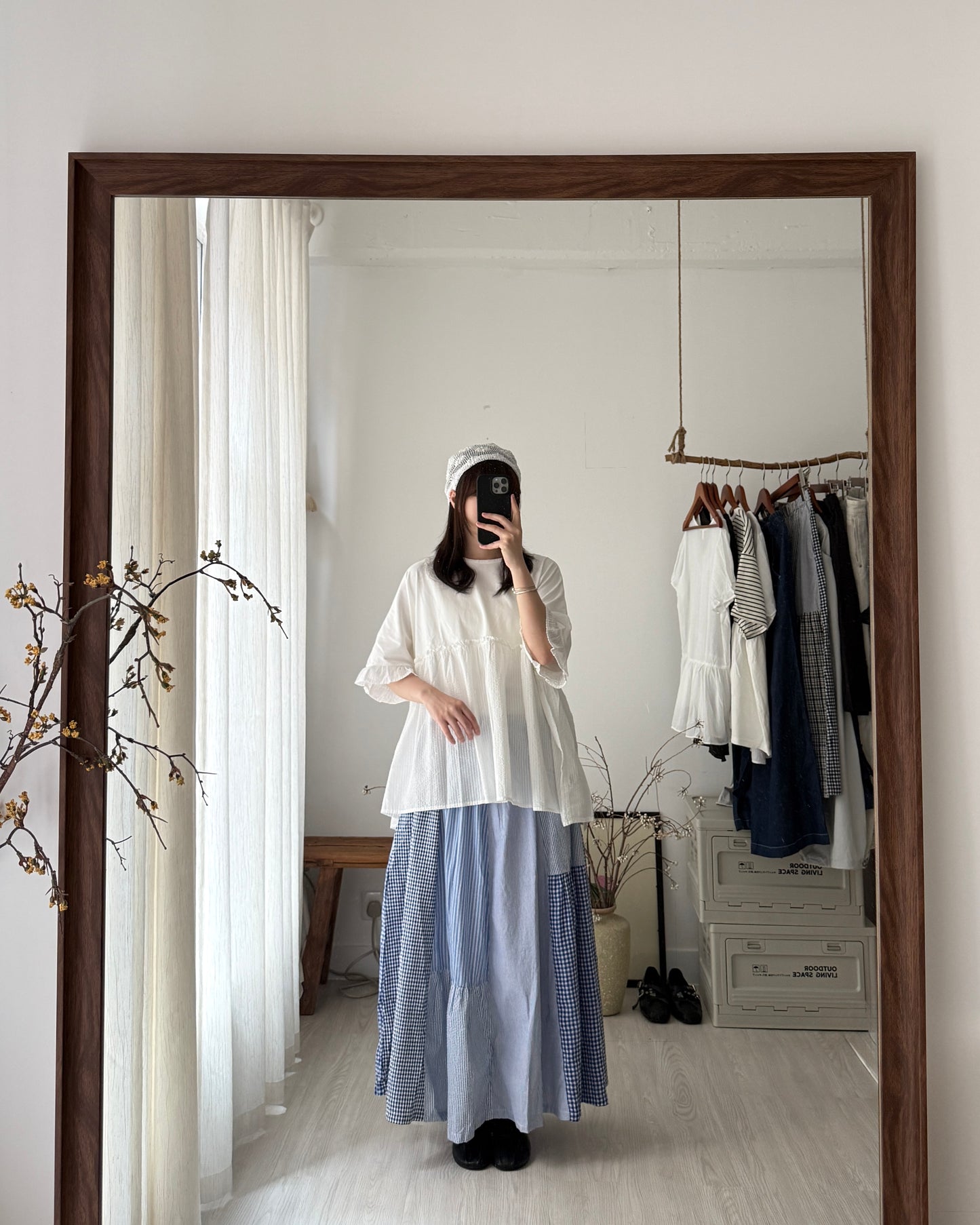 粒粒直間拼布tee