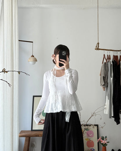 🍂autumn top(with lace scarf)