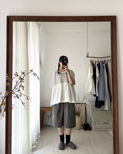 簡約日系間條tee