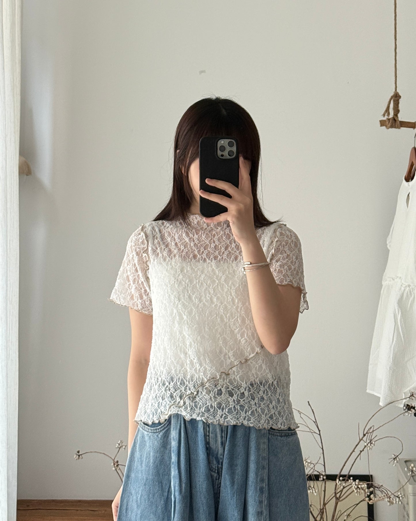 Cozy lace tee🪽(線條前後不同)