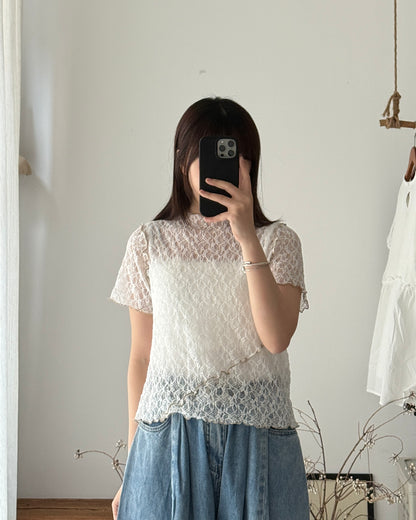 Cozy lace tee🪽(線條前後不同)