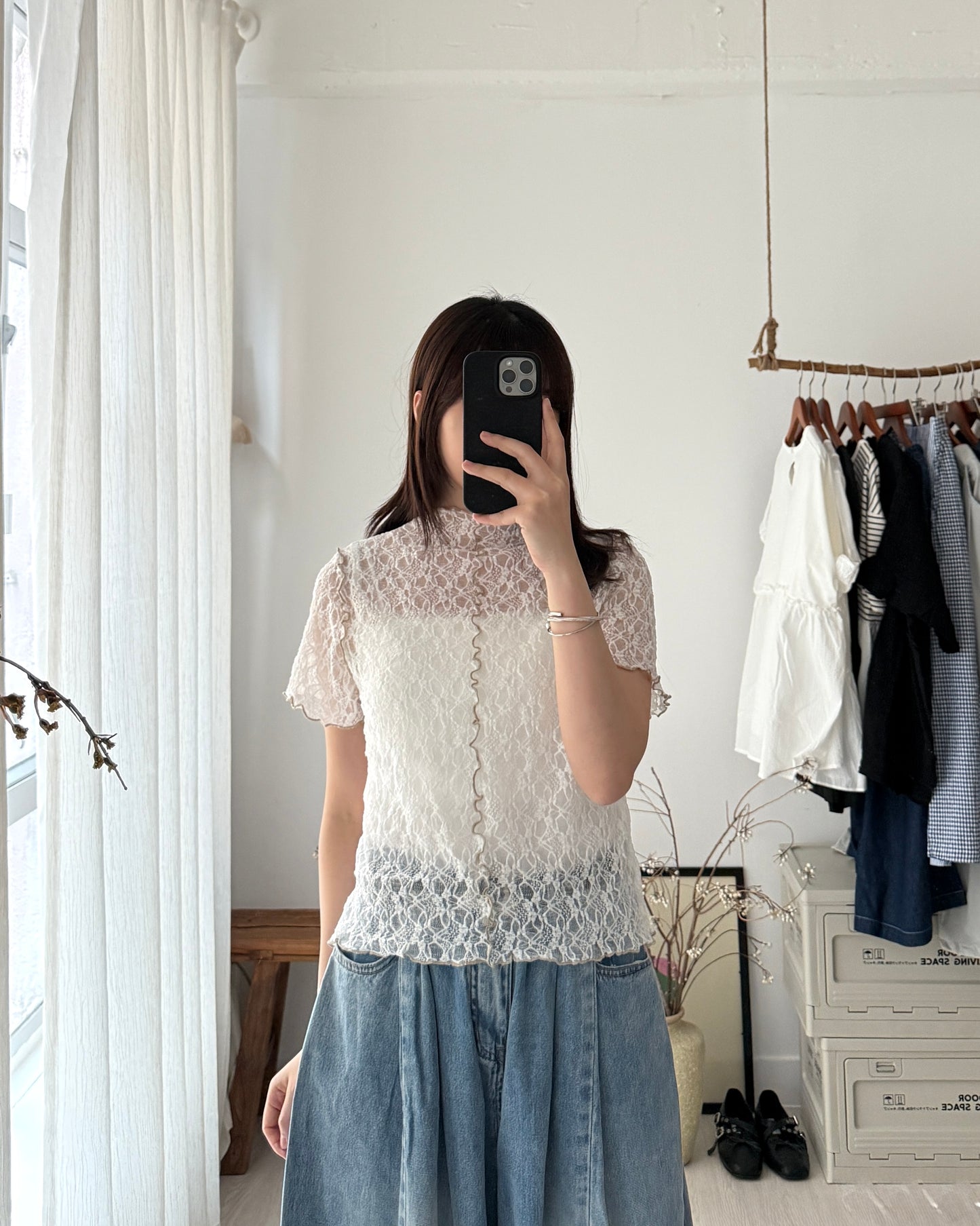 Cozy lace tee🪽(線條前後不同)