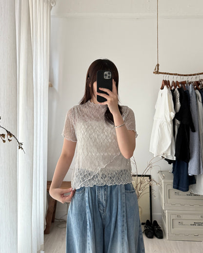 Cozy lace tee🪽(線條前後不同)