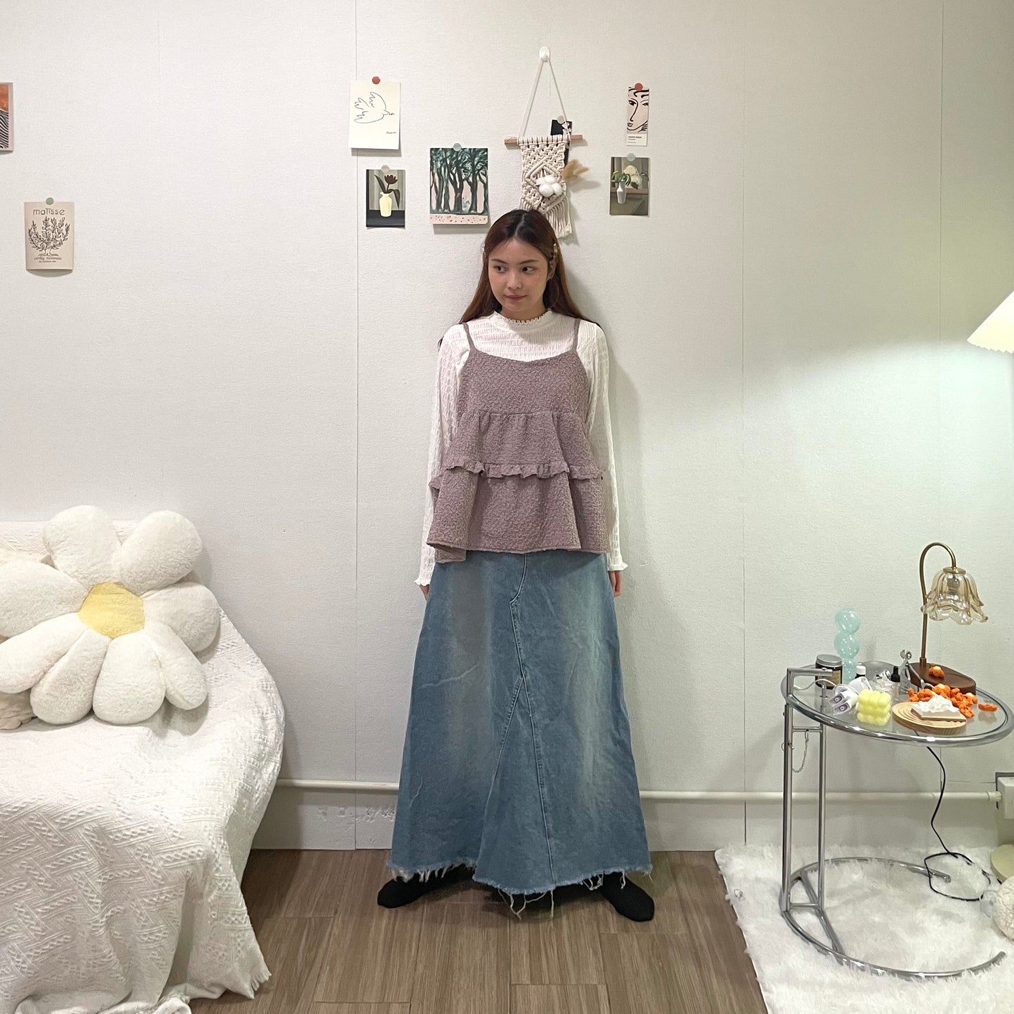 2ways立體暗紋ruffle outer