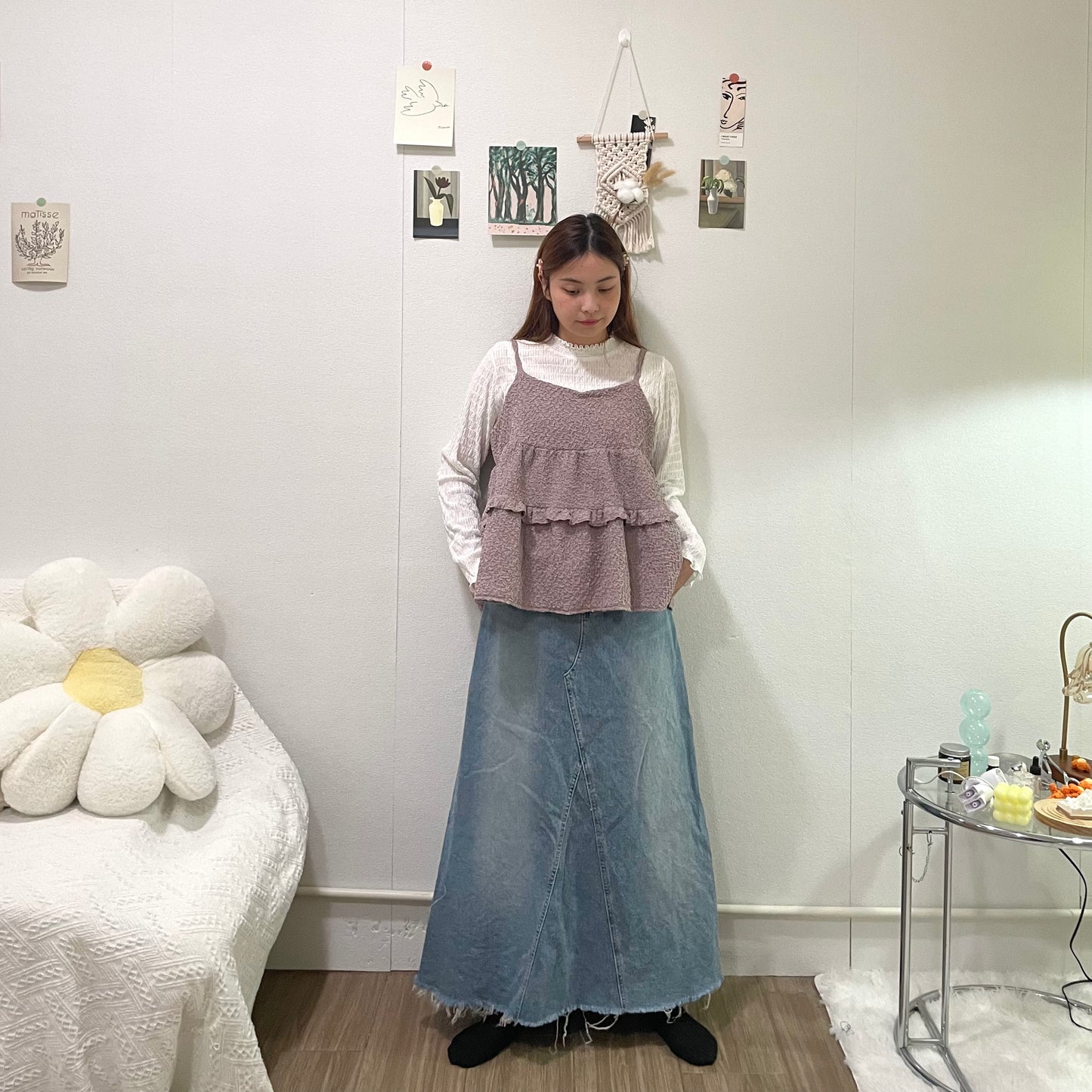 2ways立體暗紋ruffle outer